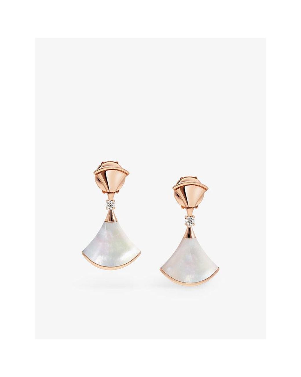 BVLGARI White Divas' Dream 18Ct Rose- 0.07Ct Diamond And Mother-Of-Pearl Earrings