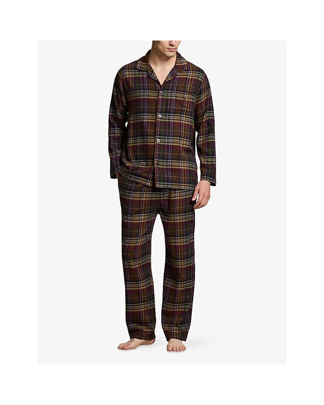 Polo Ralph Lauren Brown Plaid Relaxed-Fit Flannel Pyjama Set for men