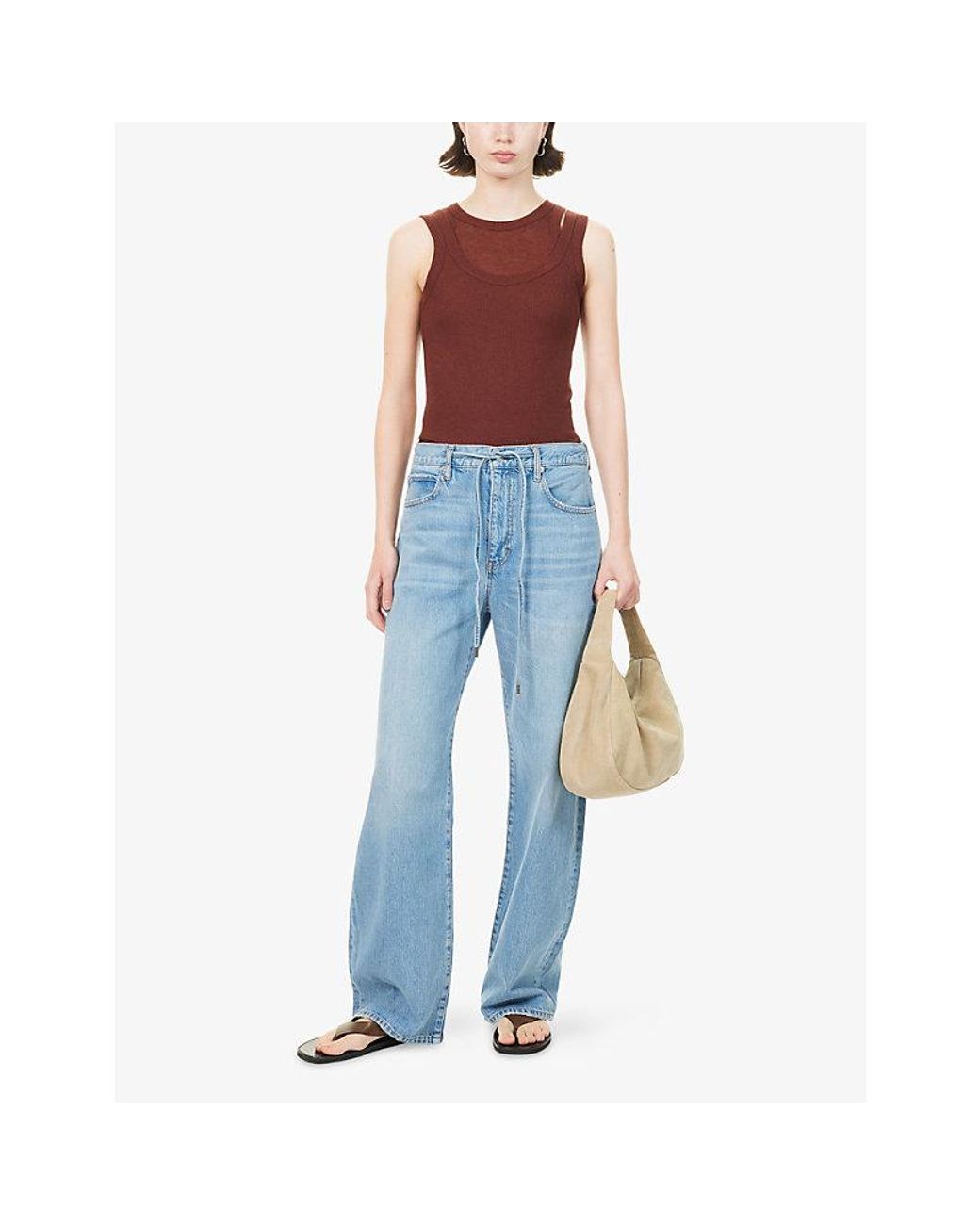 FRAME Blue Off Duty Drawstring Bow Denim Jeans