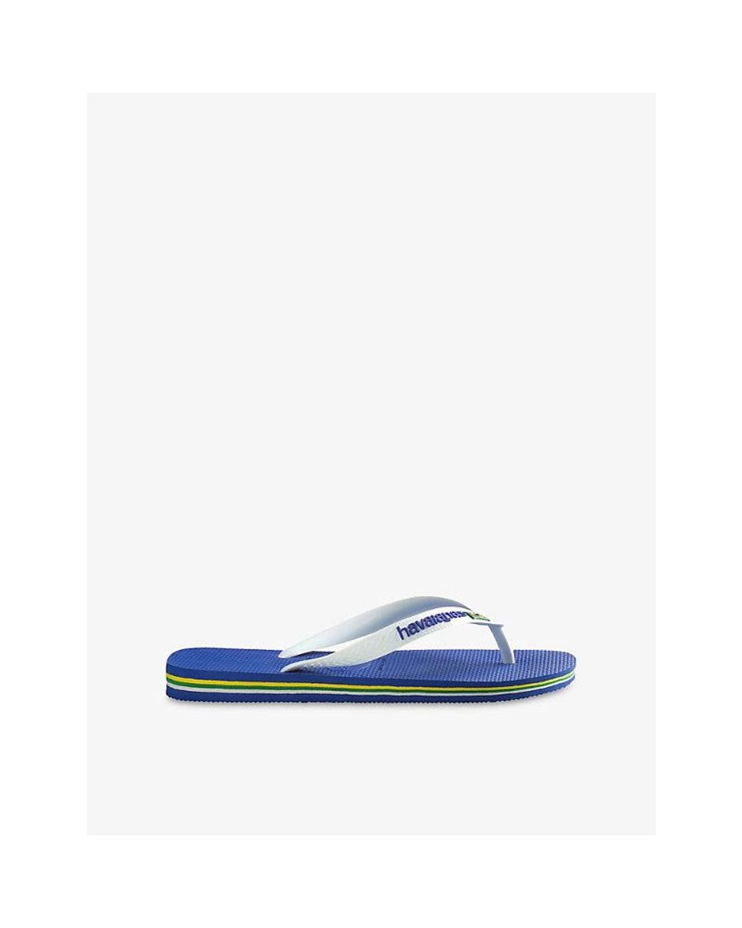 Havaianas Blue Brasil-Flag And Logo Rubber Flip Flops
