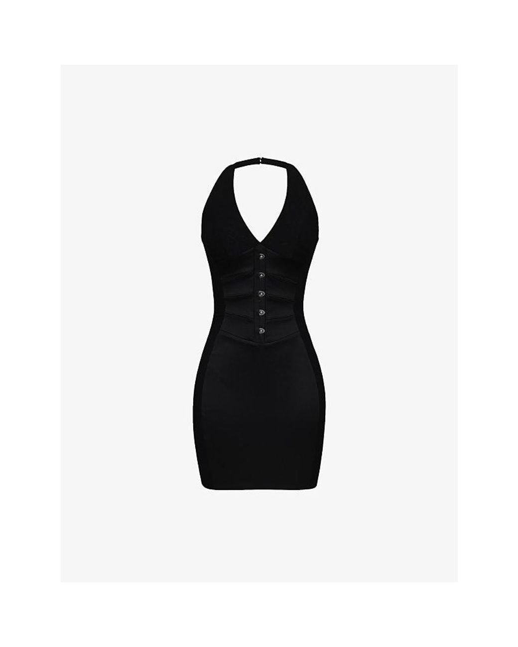 House Of Cb Black Lia Panelled Halter-Neck Duchess-Satin Mini Dress