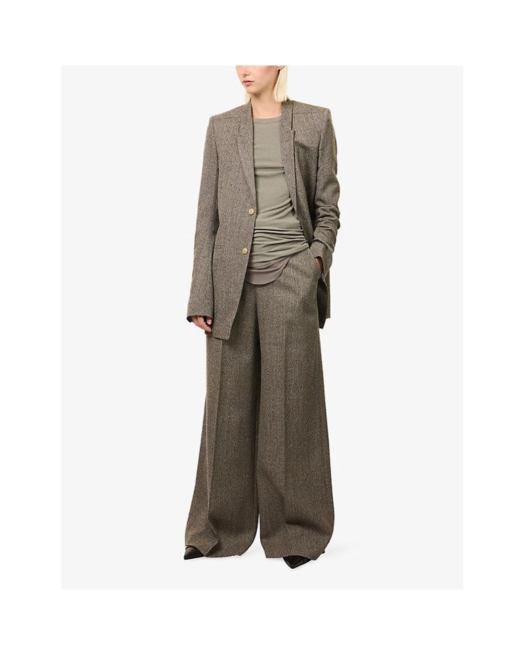 Rick Owens Brown Concordian Peak-Lapel Wool Blazer