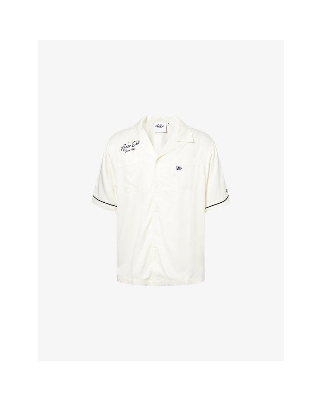 KTZ White Graphic Revere-Collar Short-Sleeve Rayon Shirt for men