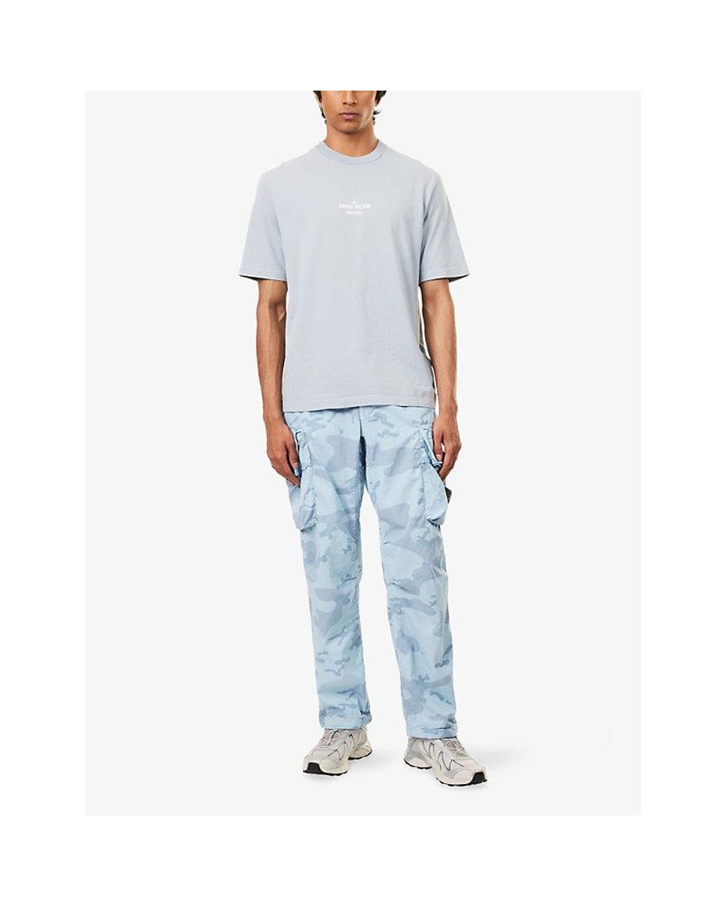 Stone Island Gray Archivio-Print Short-Sleeve Cotton-Jersey T-Shirt for men