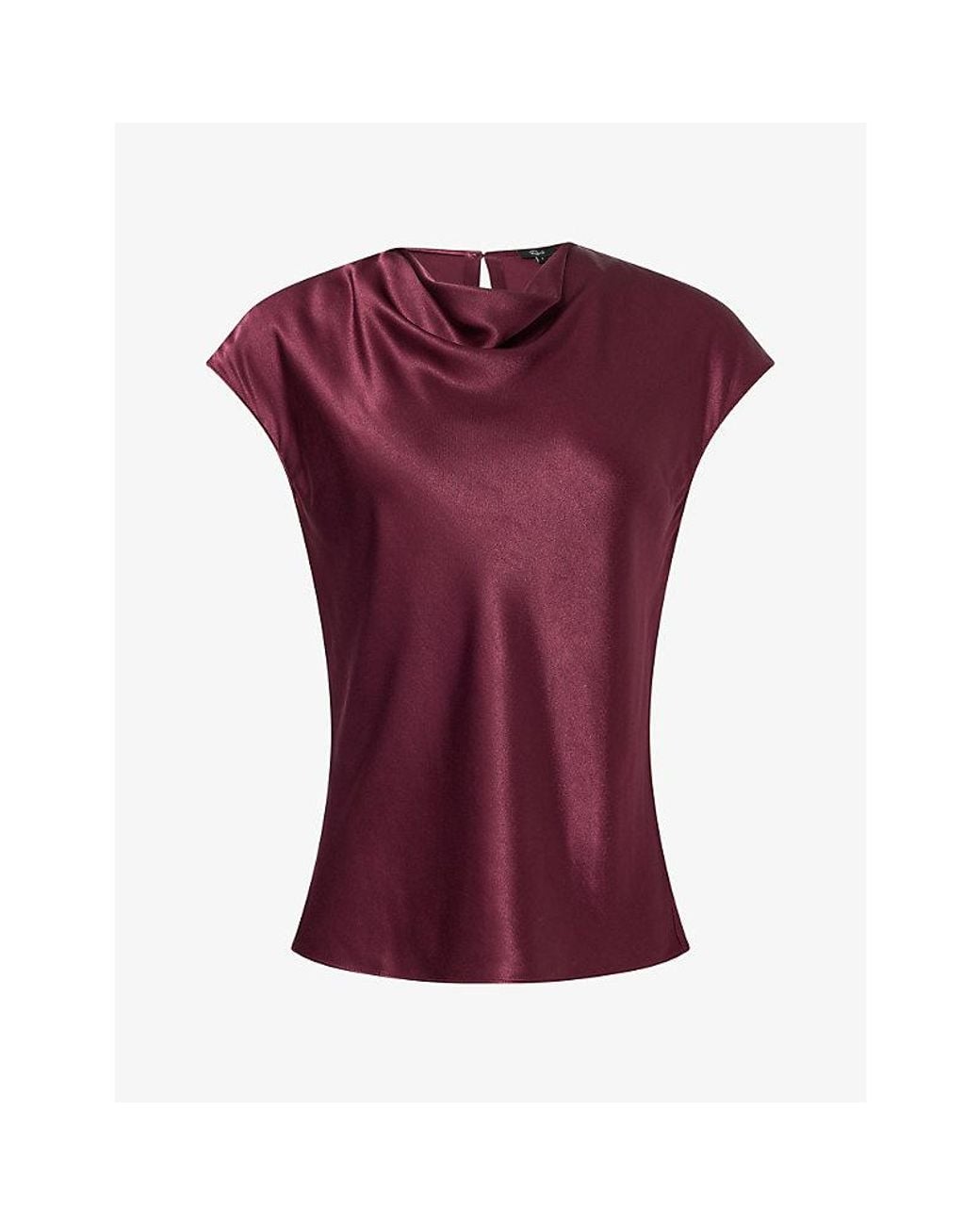 Rails Purple Loretta Cowl-Neck Satin Top