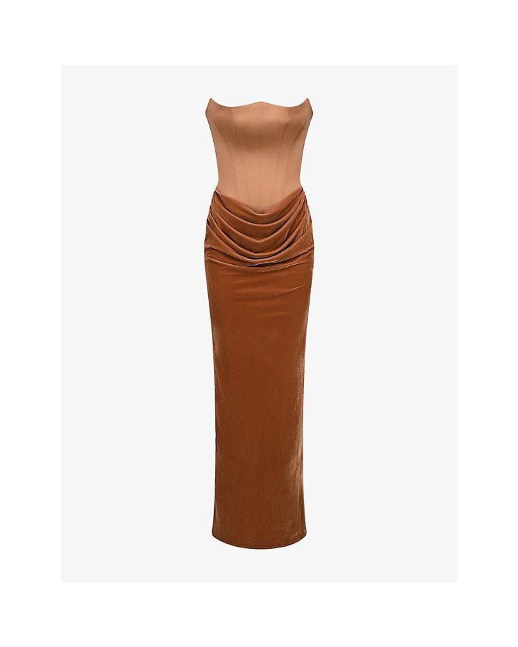 House Of Cb Brown Persephone Corset Woven Maxi Dress