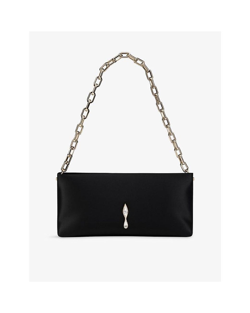 Christian Louboutin Black Maykimay Chain Pouch Satin Clutch Bag