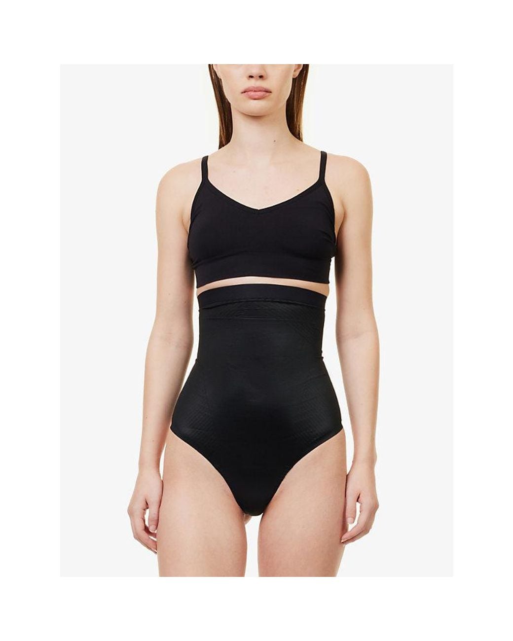 Spanx Black Thinstincts 2.0 High-Rise Stretch-Woven Thong