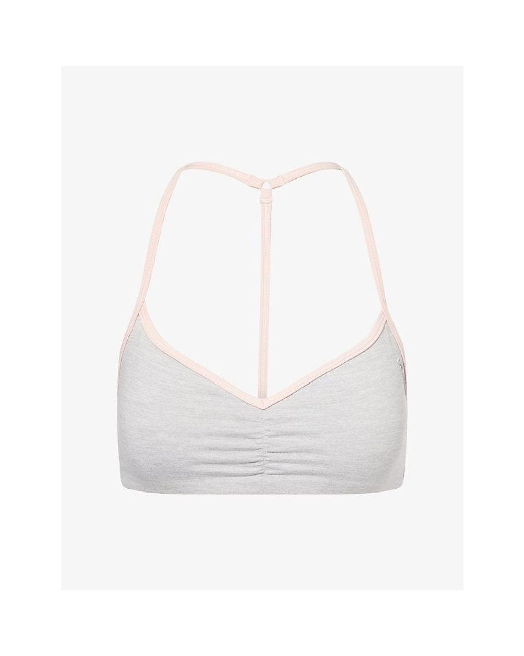 BO+TEE White Marl Longing V-Neck Sports Bra