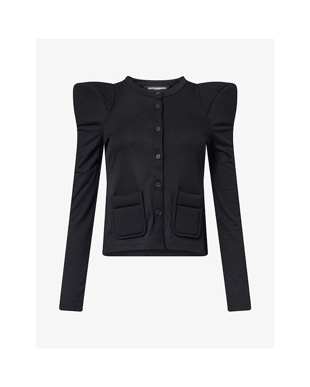 Melitta Baumeister Blue Foamy Shoulder Stretch-Rib Cardigan