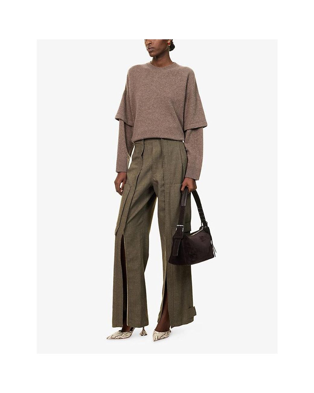DARKPARK Gray Adriana Cargo Wool-Blend Trousers