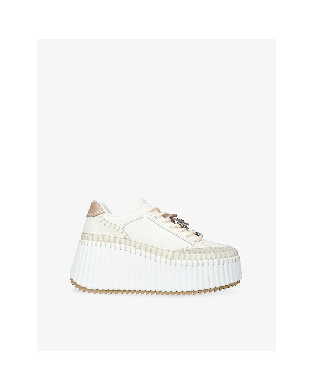 Chloé White Nama Runner Platform Leather Trainers