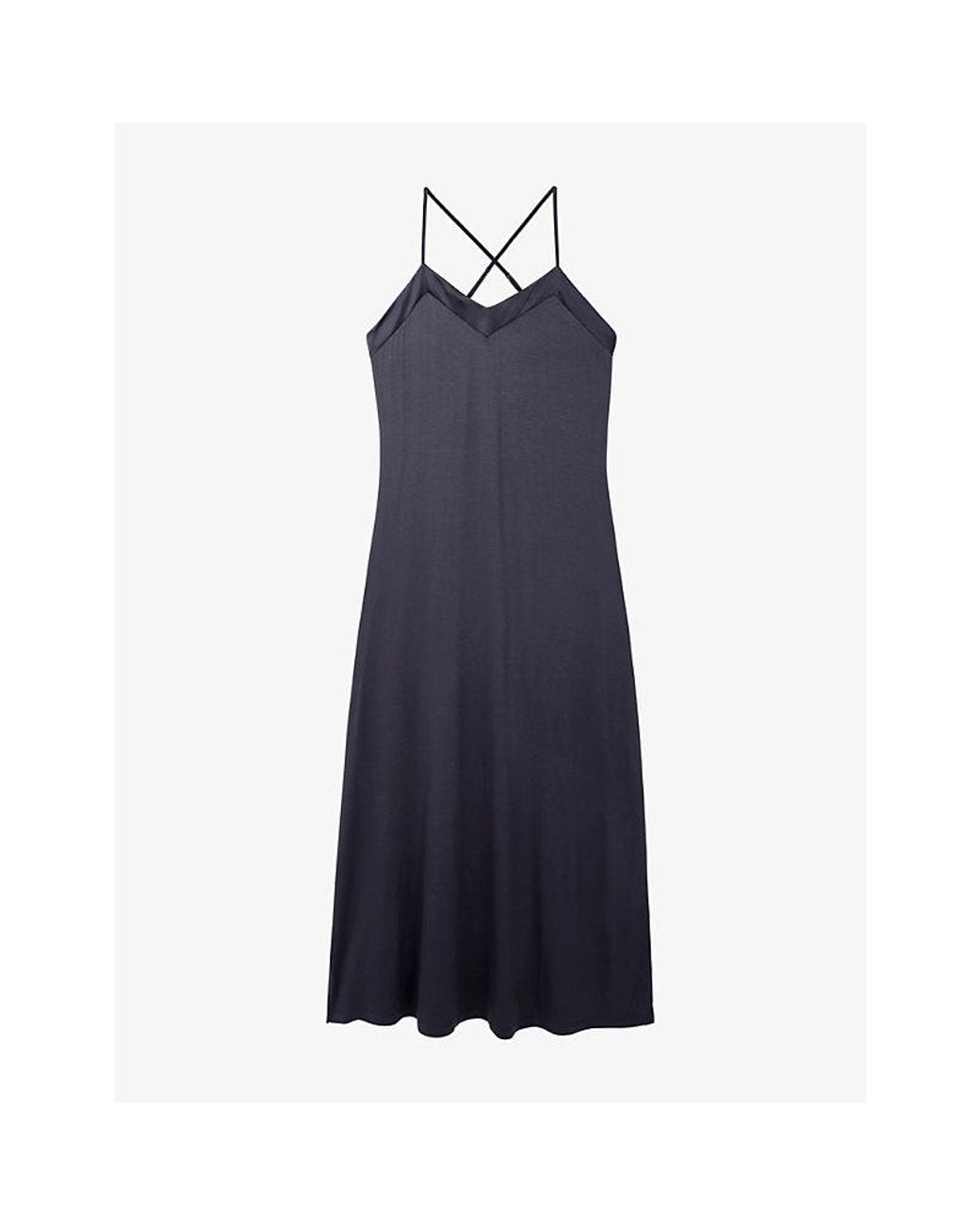 White Comp The White Company Satin-Trim Stretch-Jersey Maxi Night Dress in Blue ...