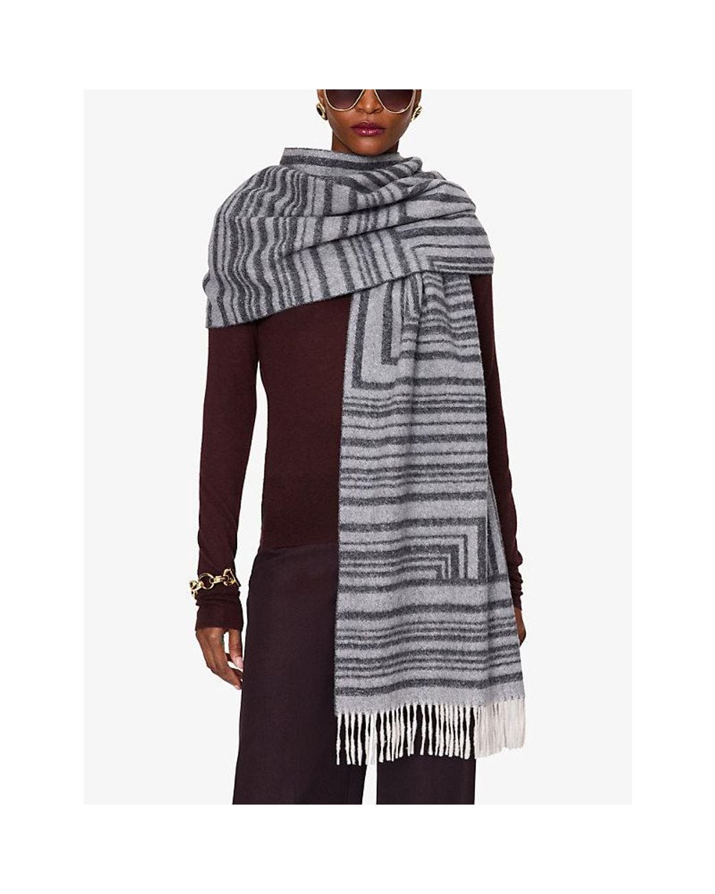 Joseph Gray Ayla Grid-Pattern Wool And Cashmere Scarf