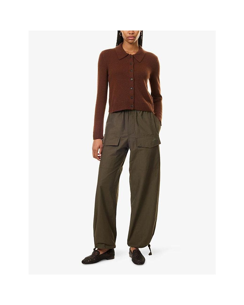 ME+EM Red Button-Through Cashmere Cardigan