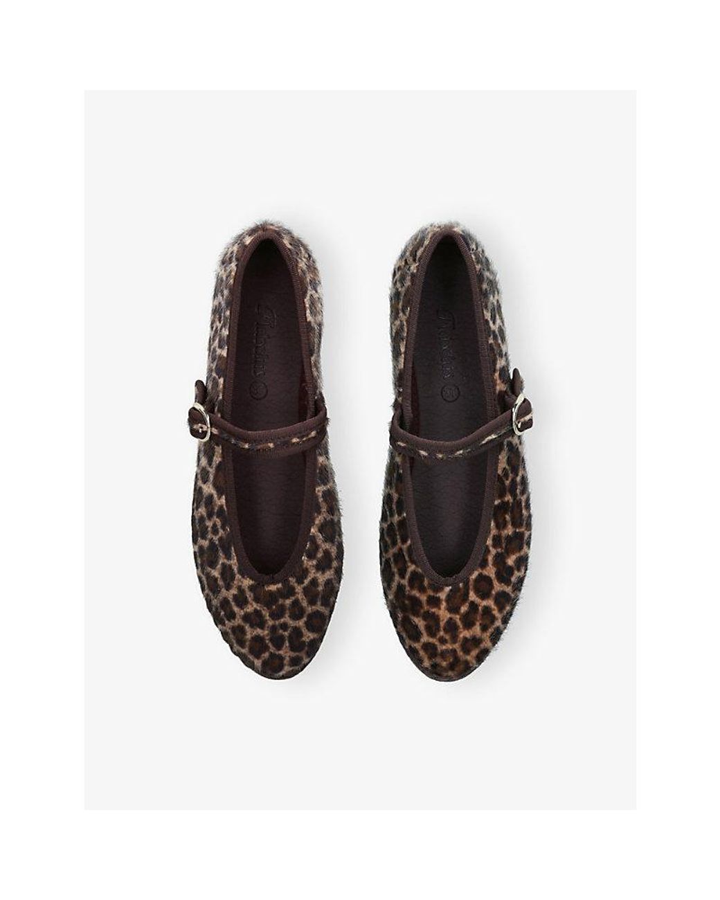Flabelus Brown Pierre Cheetah Velvet Mary-Jane Flats