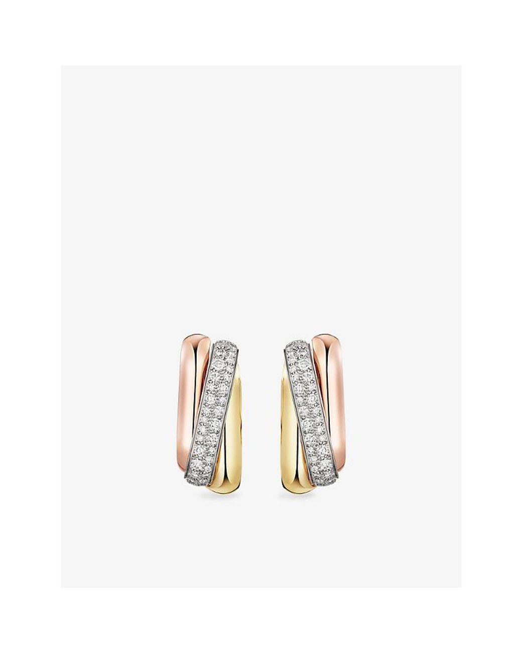 Cartier Metallic Trinity 18Ct- Rose- - And 0.49Ct Brilliant-Cut Diamond Cushion Earrings