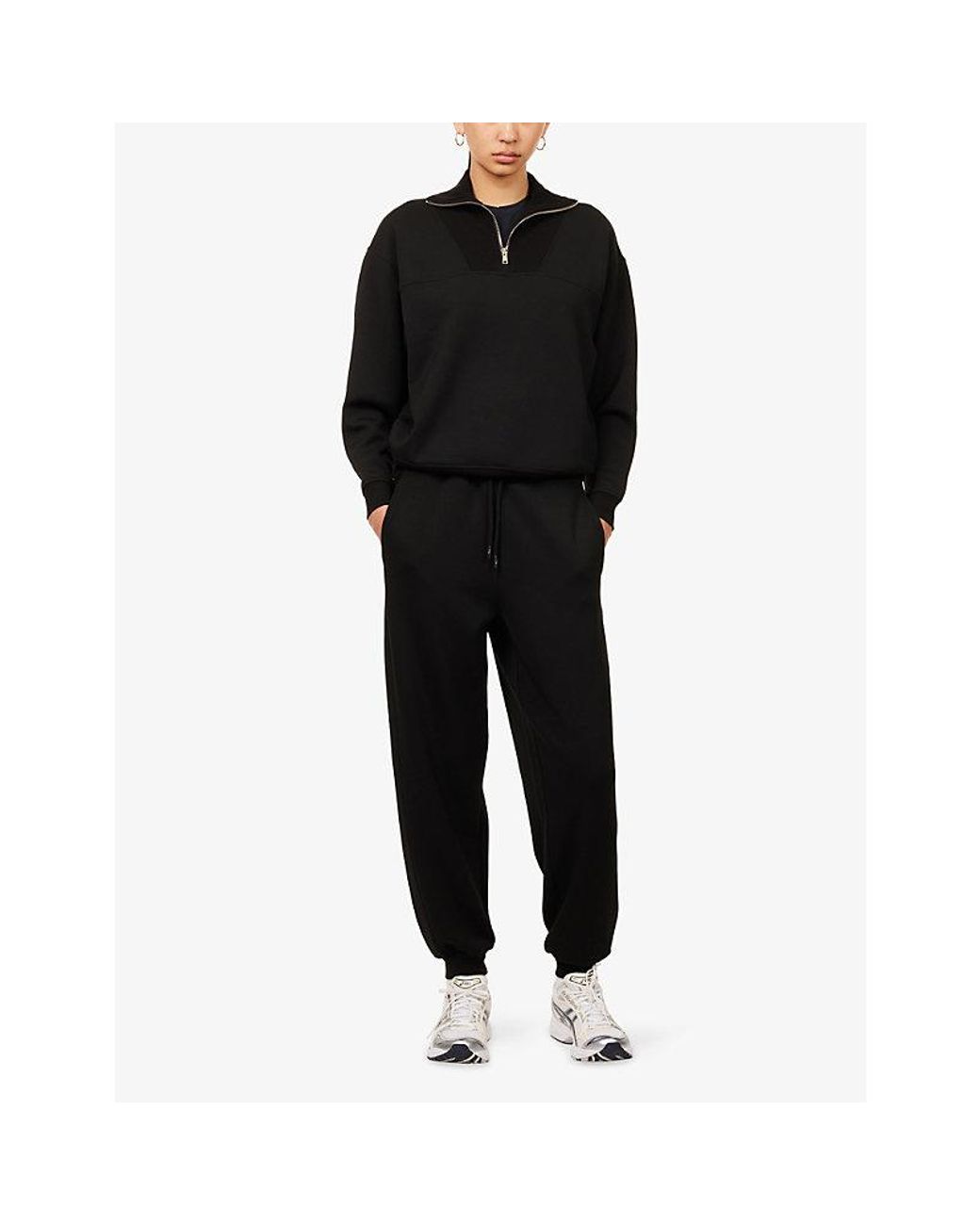 Now You Live Black Rutland High-Neck Stretch-Woven Sweatshirt