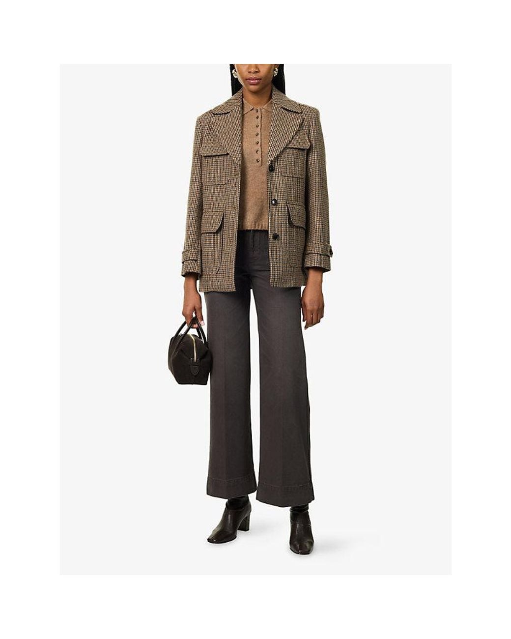 ME+EM Brown Heritage Pub Wool-Blend Jacket