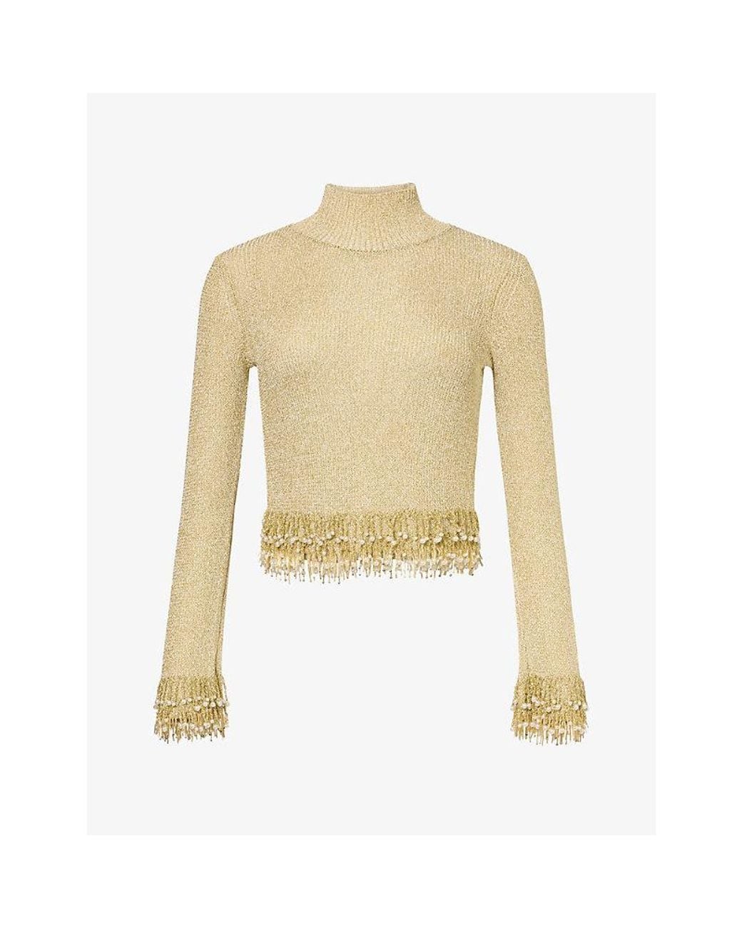 Jonathan Simkhai White Tali Embellished Metallic Top