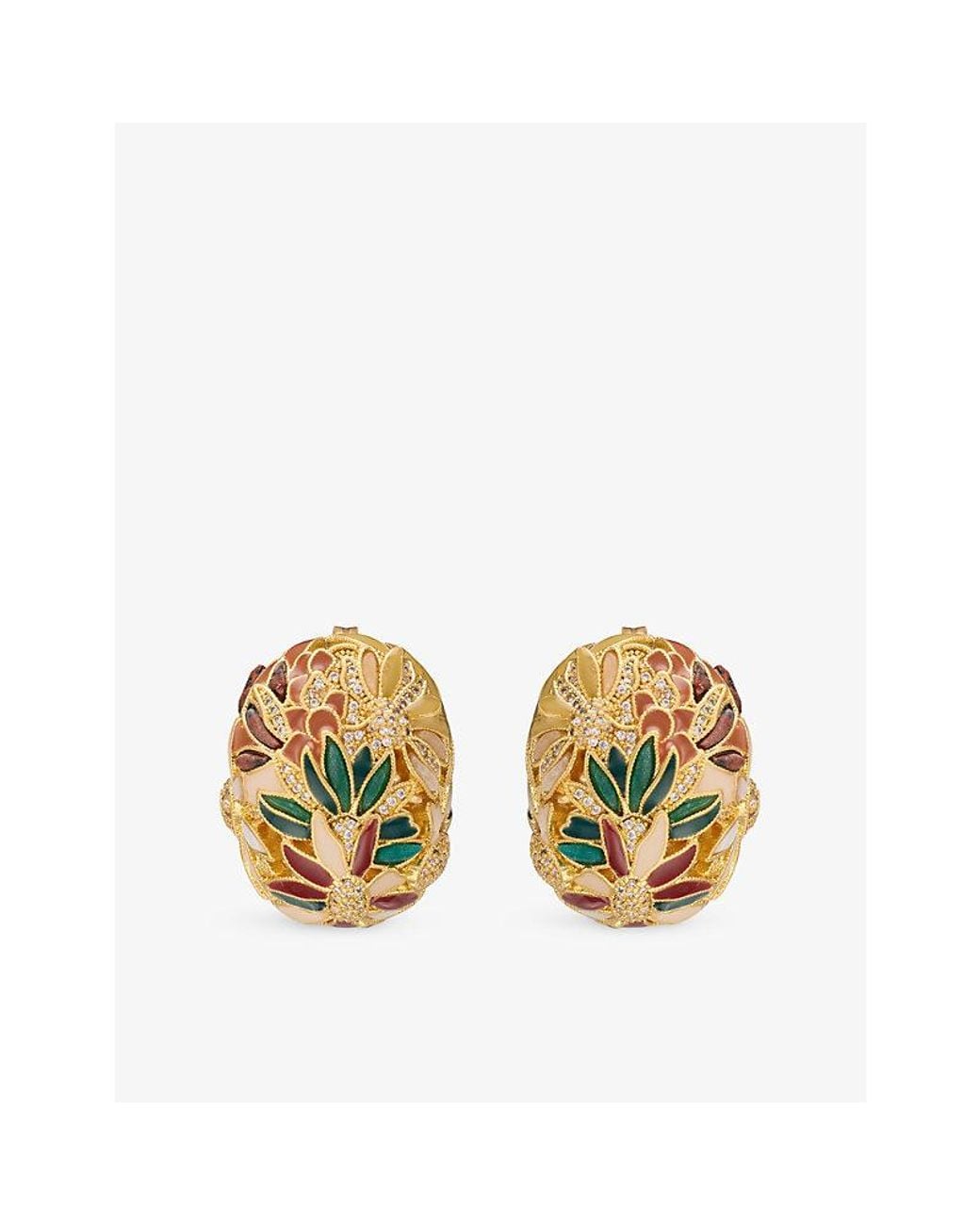 Zimmermann Metallic Botanica Crystal-Embellished-Plated Brass Stud Earrings