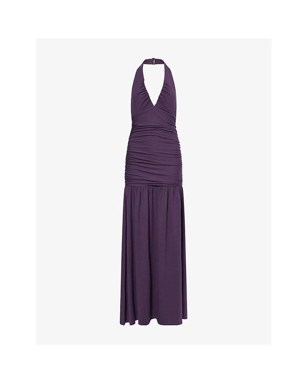 Reformation Purple Hugo Ruched Stretch-Jersey Midi Dress