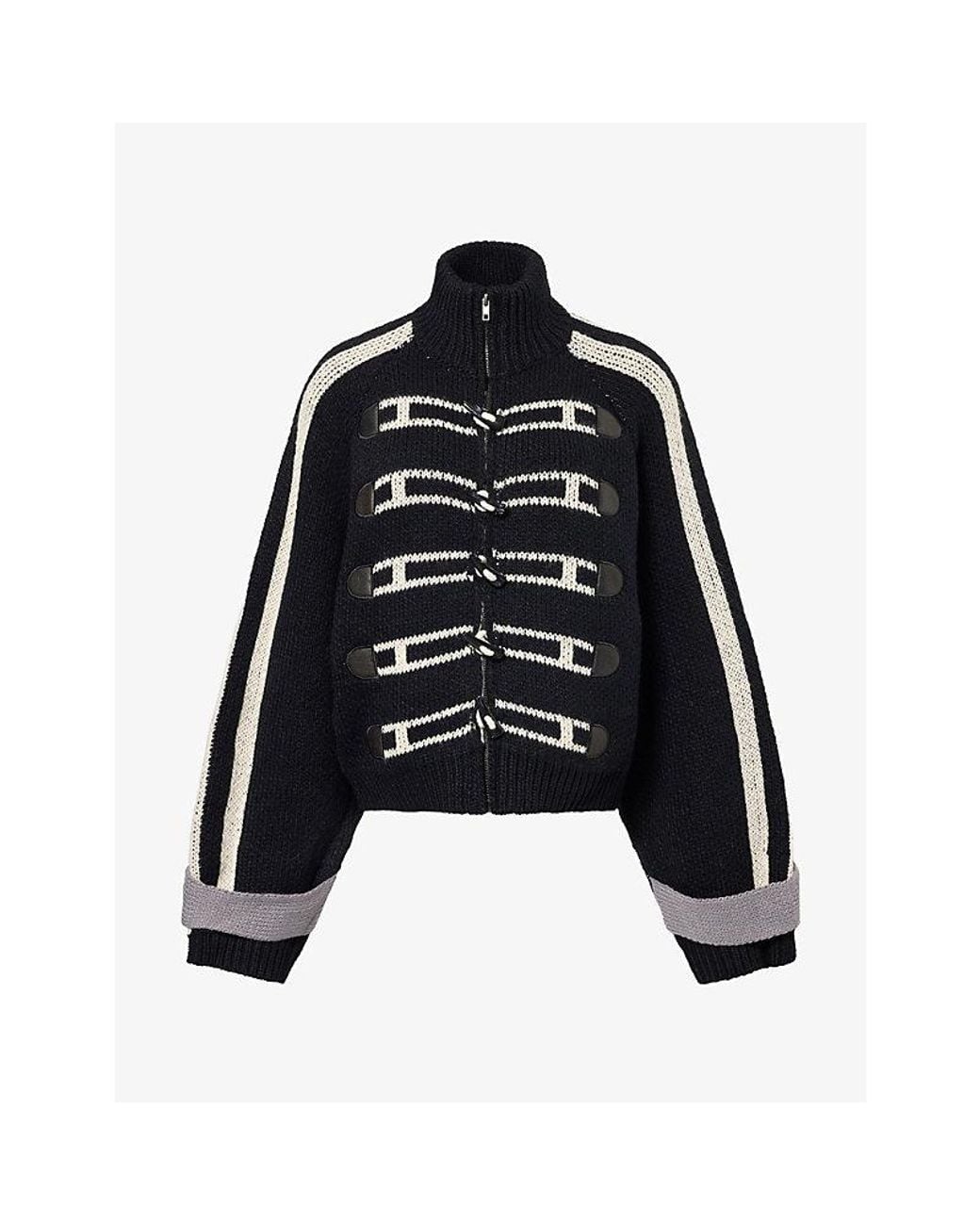 Jaded London Black Loli Toggle Knitted Bomber Jacket
