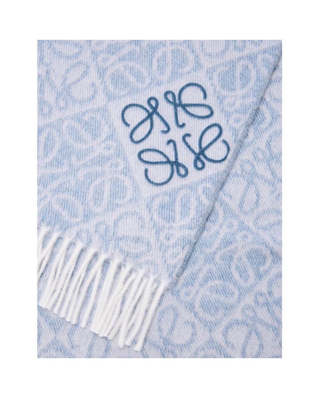 Loewe Blue Anagram-Pattern Wool And Cashmere-Blend Scarf