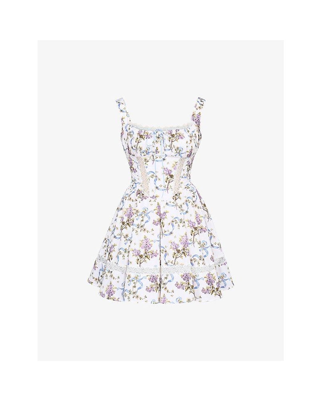 House Of Cb White Kimmie Printed Cotton Mini Dress