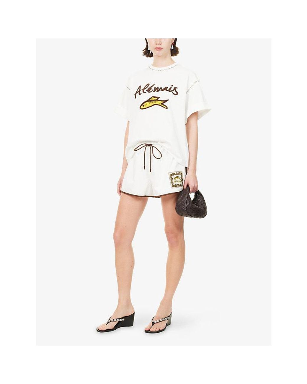 ALÉMAIS White Scuba Brand-Patch Cotton Shorts