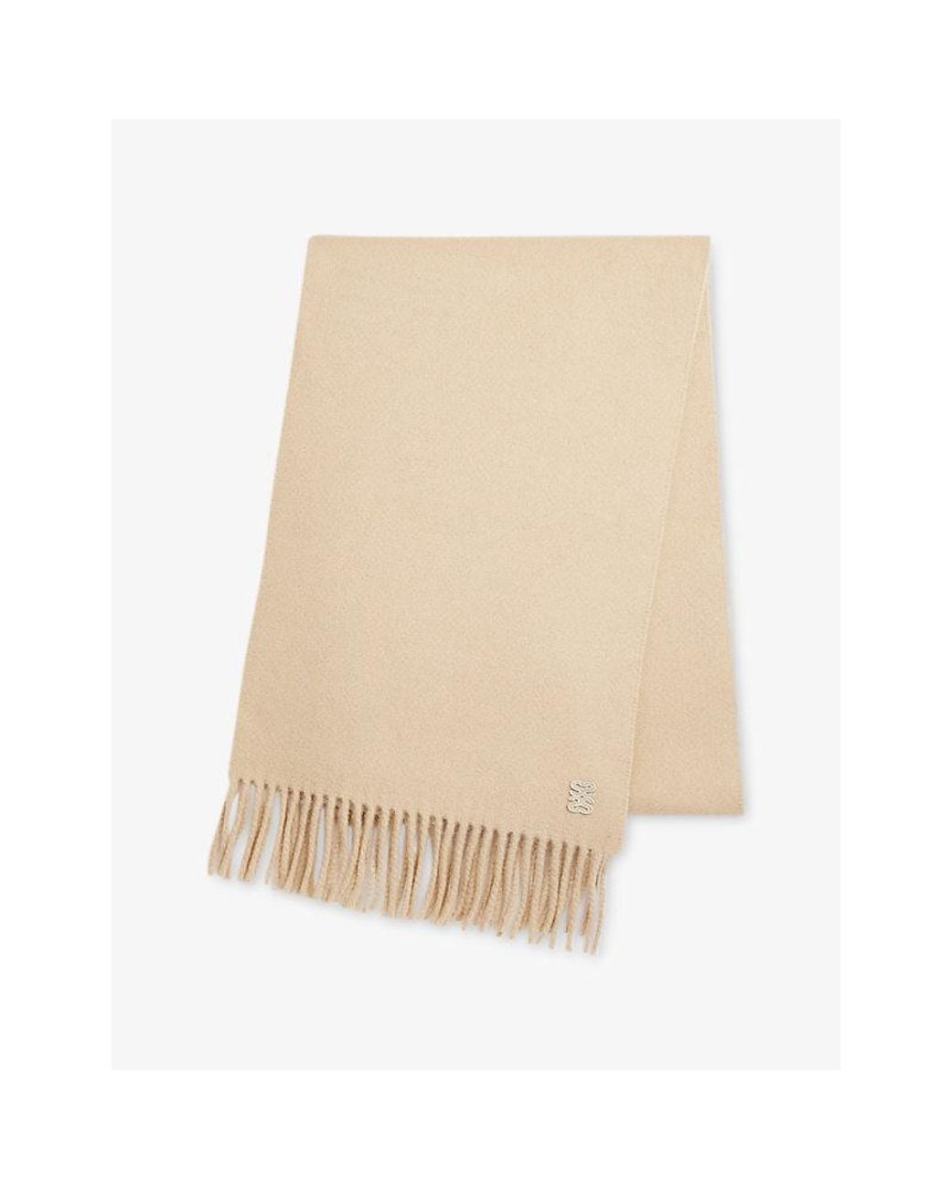 Sandro Natural Fringed Wool And Alpaca Scarf