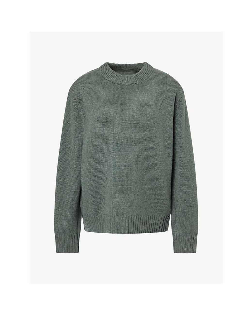 Jenni Kayne Green Crew-Neck Long-Sleeve Cashmere Jumper