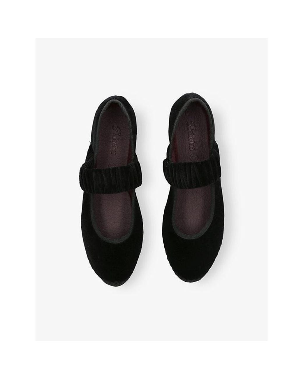 Flabelus Black Mafalda Scrunched-Strap Cotton-Velvet Ballet Flats