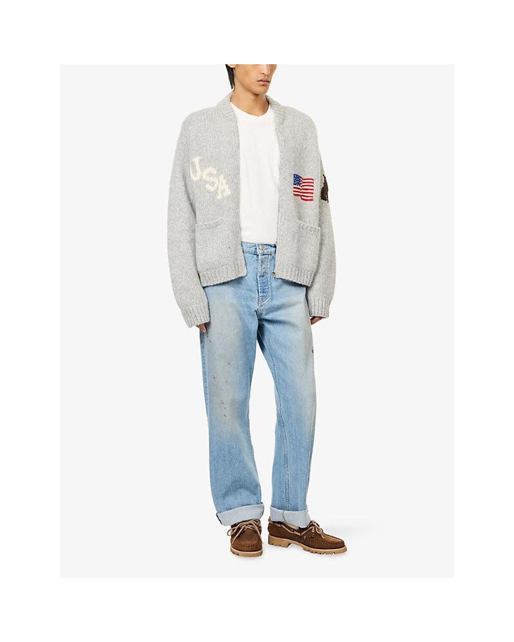 CHERRY LA Blue Relaxed-Fit Straight-Leg Denim Jeans for men