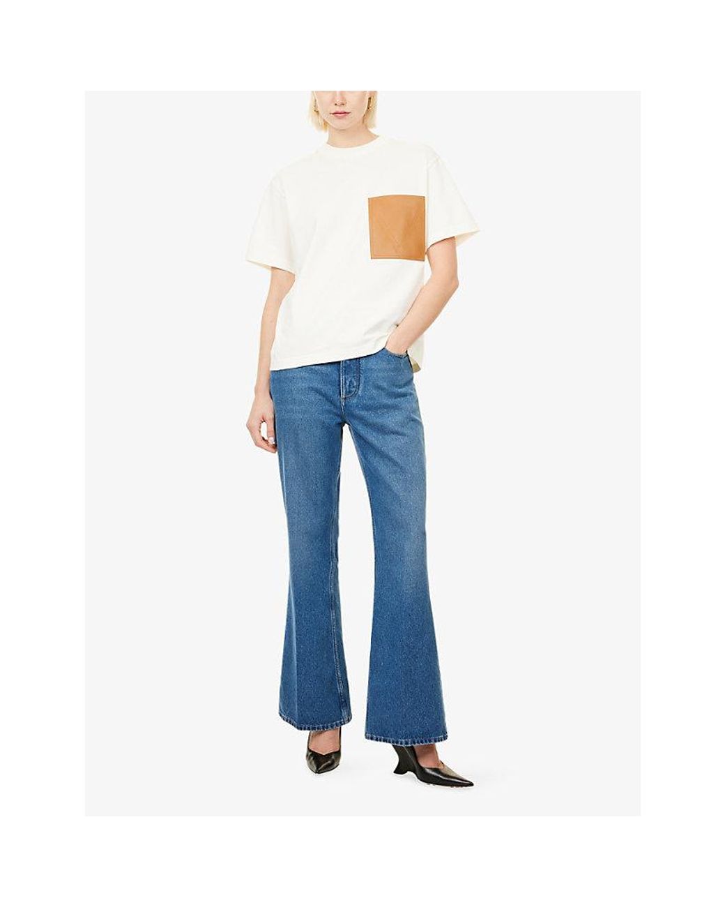 Bottega Veneta White Leather Pocket Cotton Jersey T-Shirt