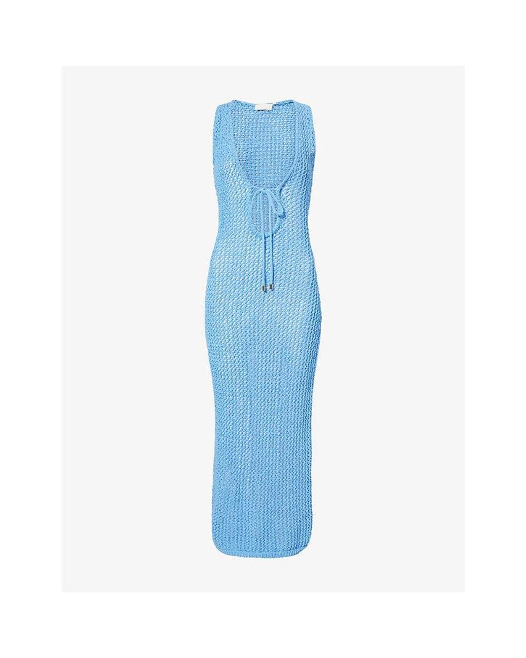 Cheap Monday Blue Monte Carlo Plunge-Neck Knitted Maxi Dress