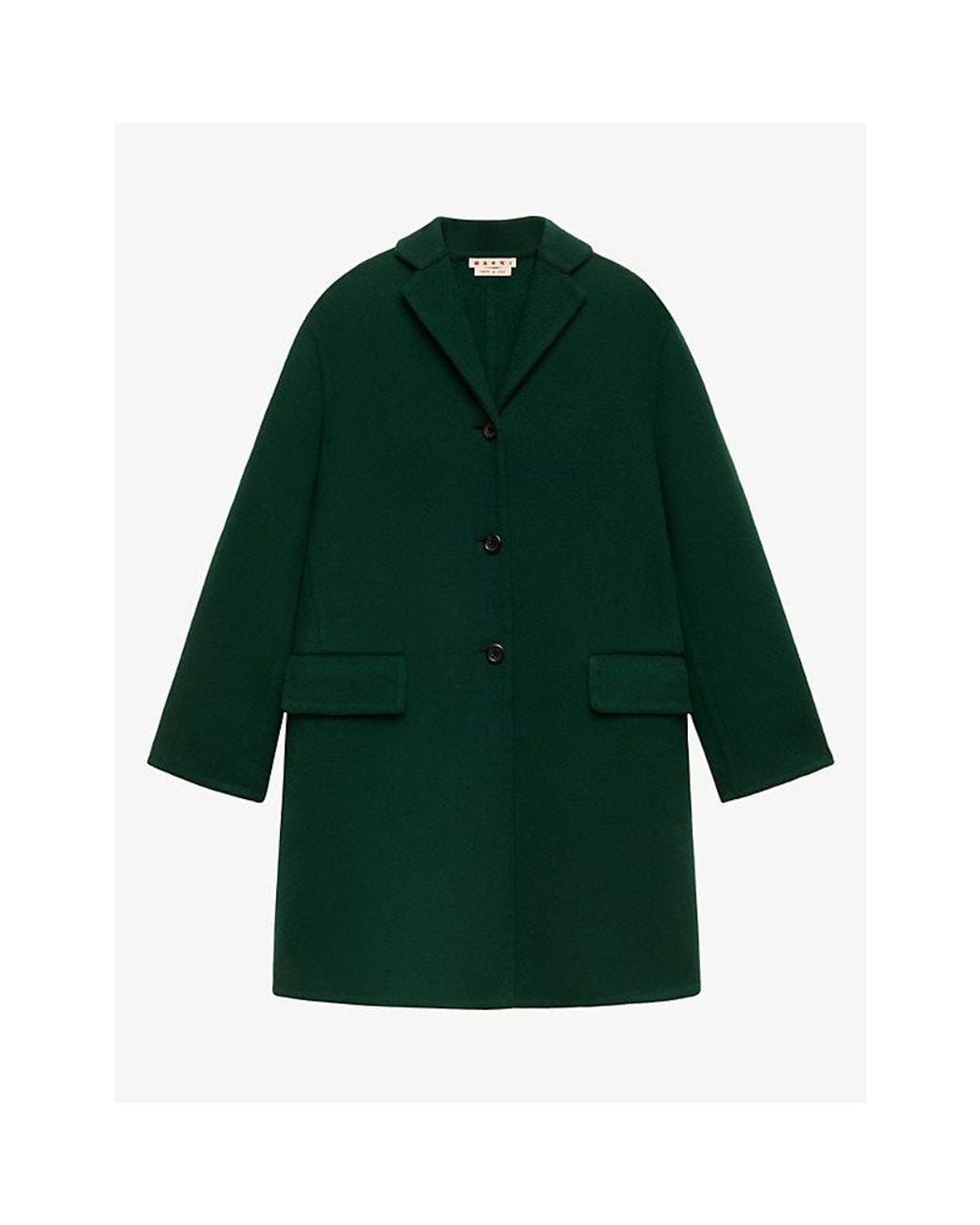 Marni Green Single-Breasted Wool And Cashmere Coat