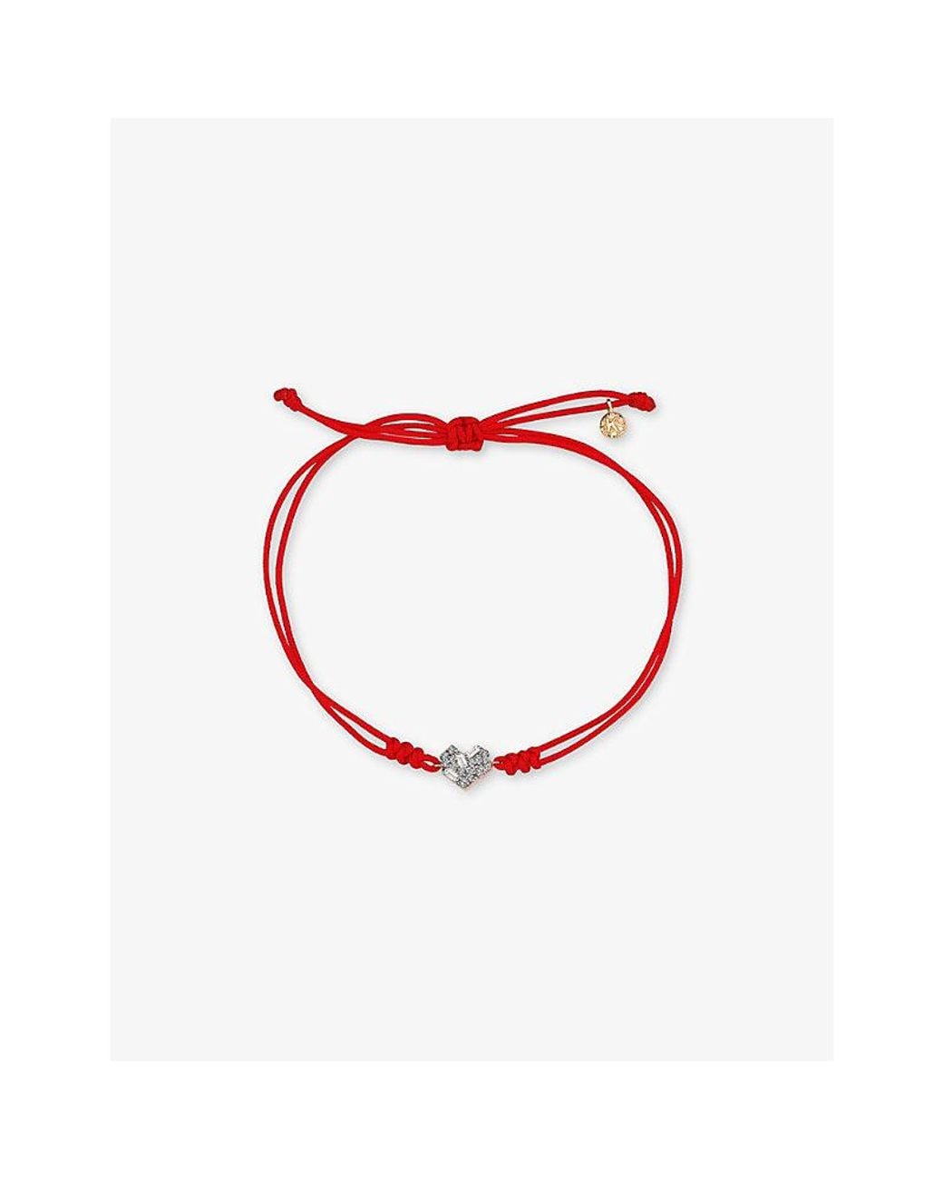 Kismet by Milka Red Cherish 0.04Ct Baguette-Diamond And 0.07Ct Diamond Cord Bracelet