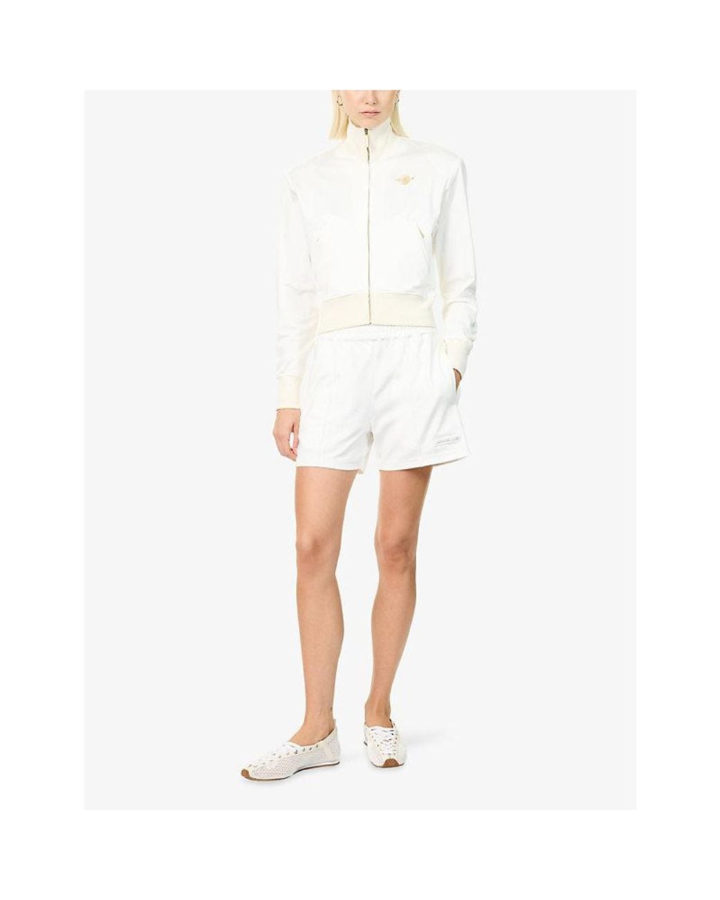 Jay3Lle White Brand-Patch Jersey Shorts