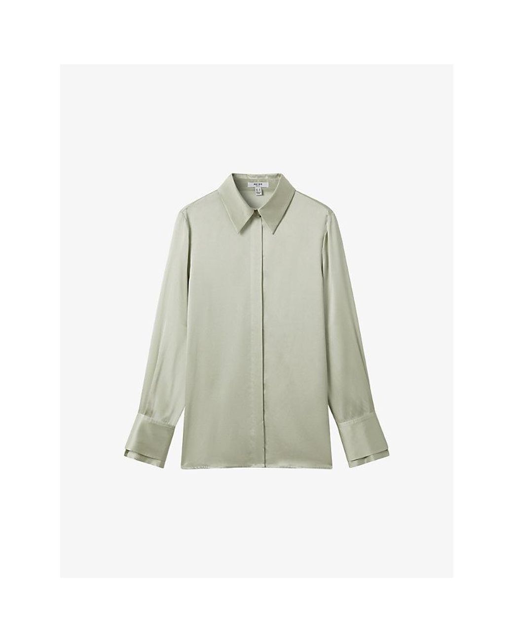 Reiss Irina Relaxed-fit Long-sleeve Silk Shirt in Green