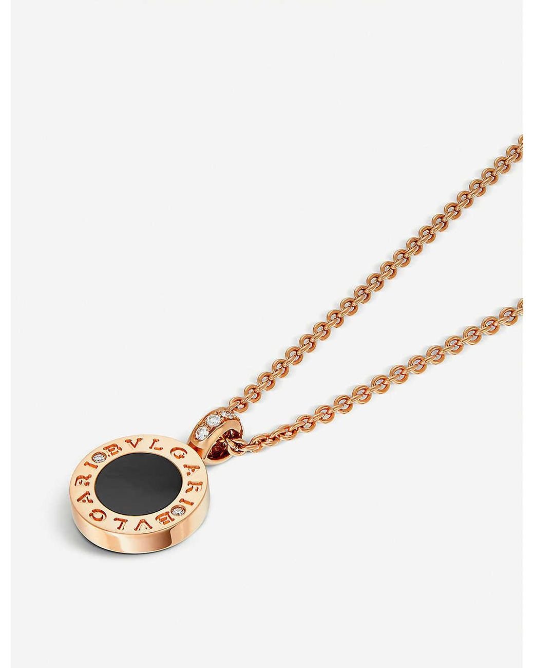 BVLGARI Womens 18kt Pink gold Pendant Necklace With Mother of pearl Onyx And Pave Diamonds in Metallic Lyst