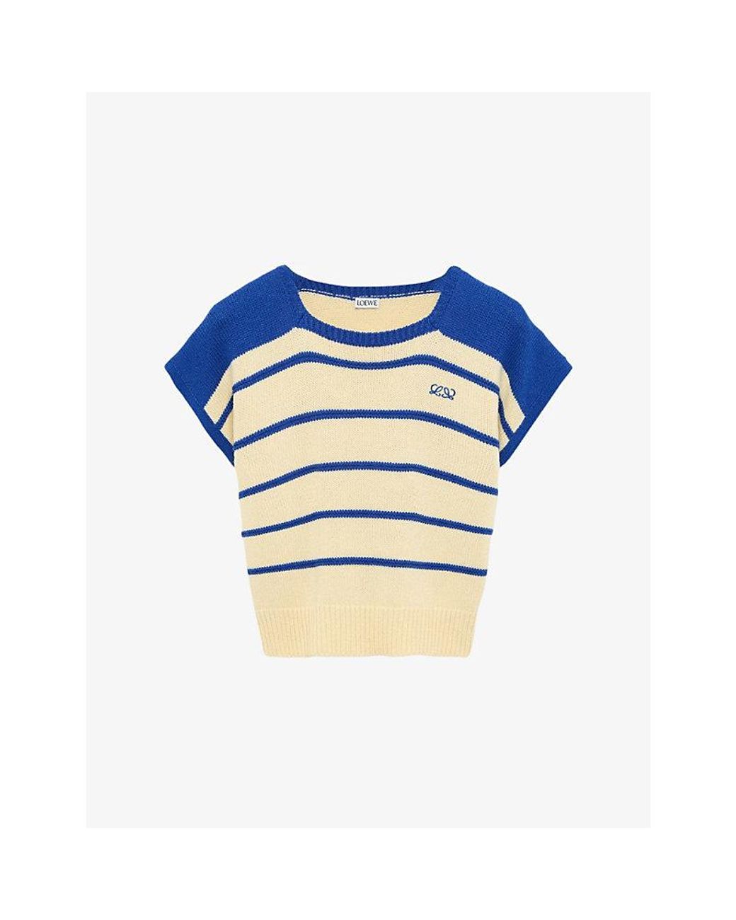 Loewe Blue Striped Logo-Embroidered Sleeveless Cotton-Blend Jumper