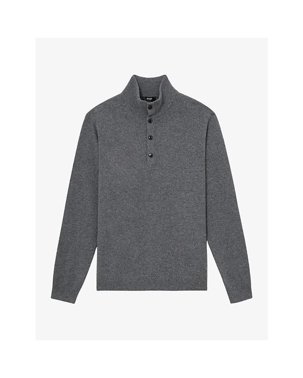 Reiss Gray Prince Funnel-Neck Cashmere Jumper for men