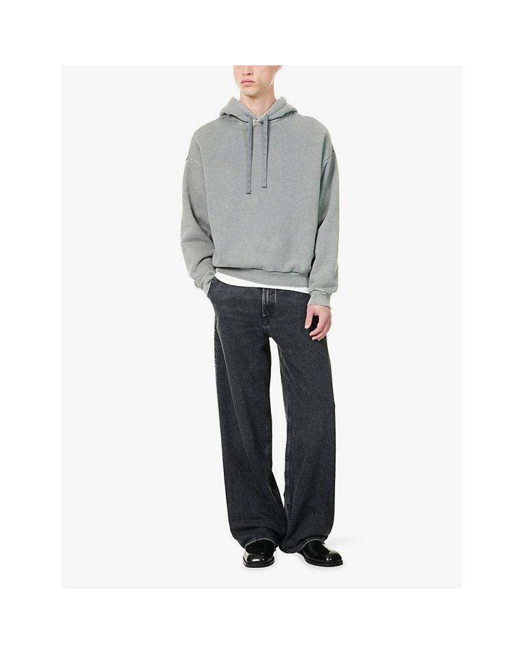Agolde Gray Salford Brushed-Fleece Cotton-Jersey Hoody for men