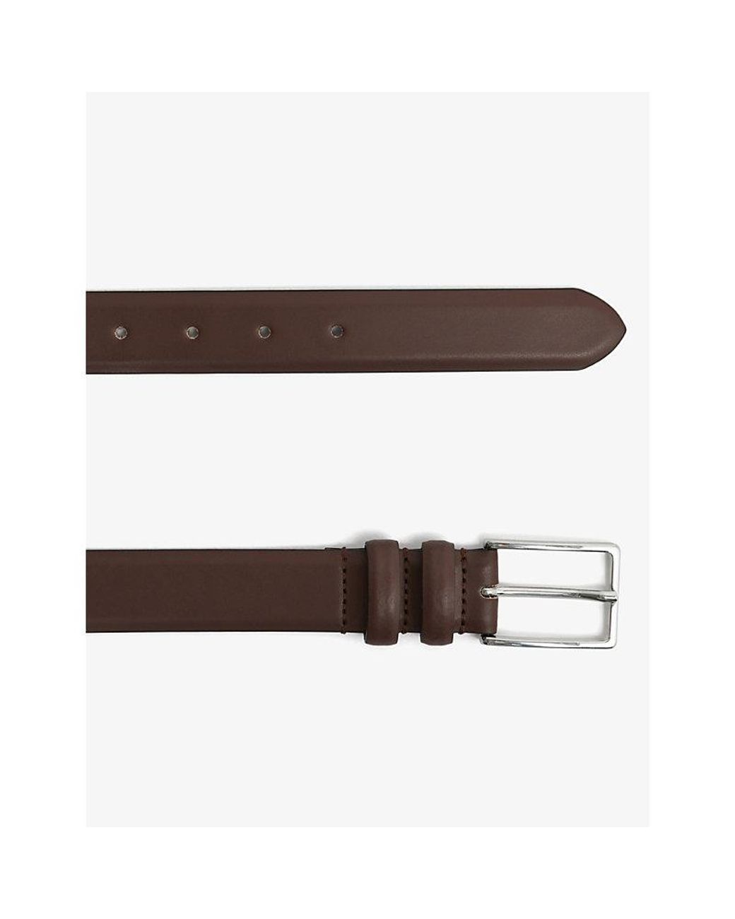 Reiss Brown Dante Adjustable-Buckle Leather Belt for men
