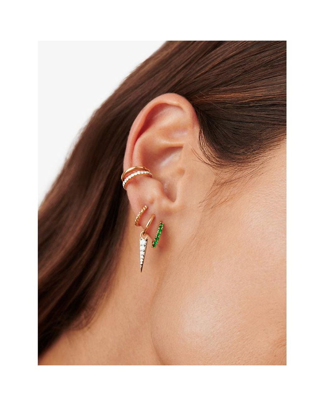 Missoma Green Emerald Huggies 9Ct Hoop Earrings