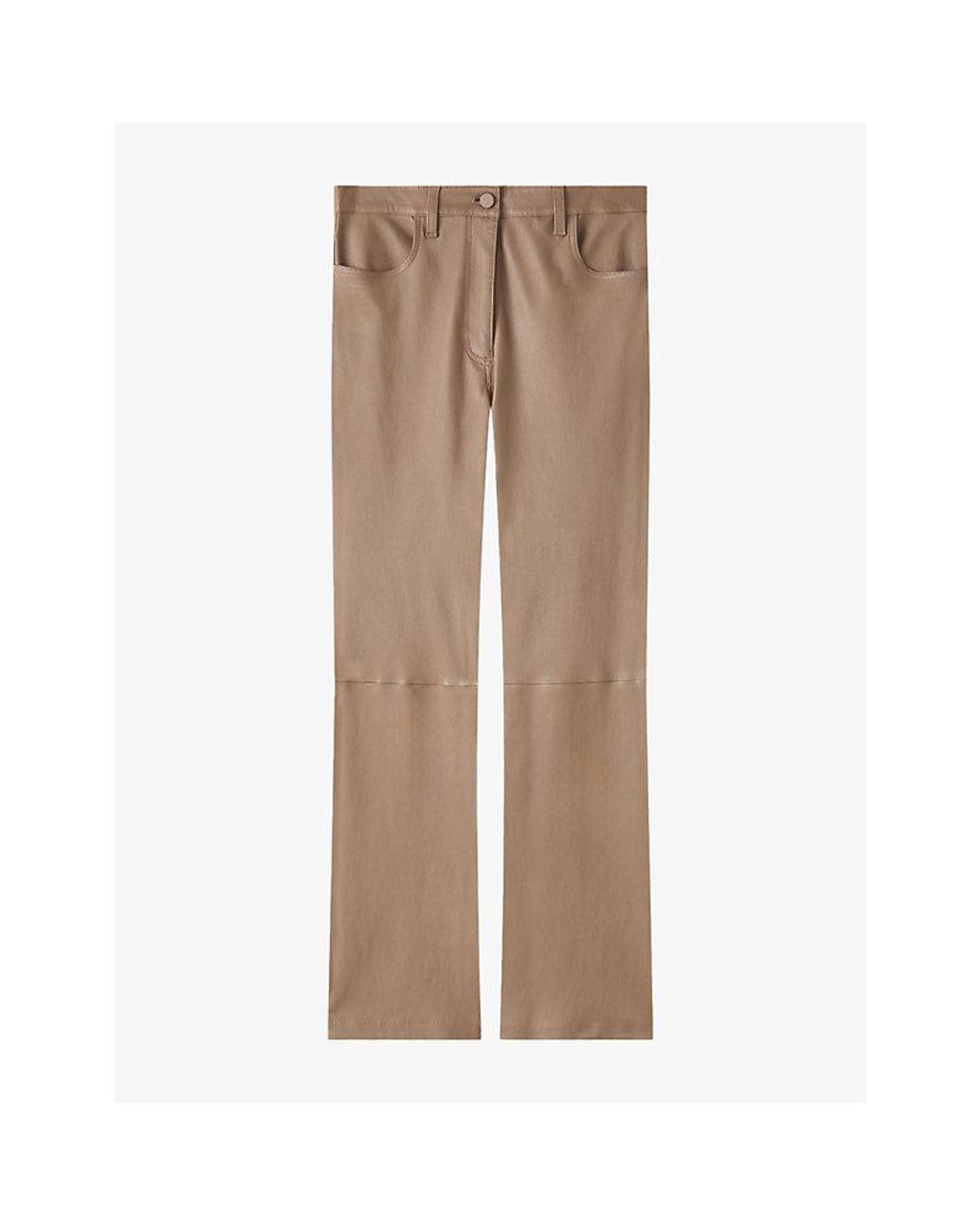 Joseph Brown Duke Flared-Leg Mid-Rise Leather Trousers