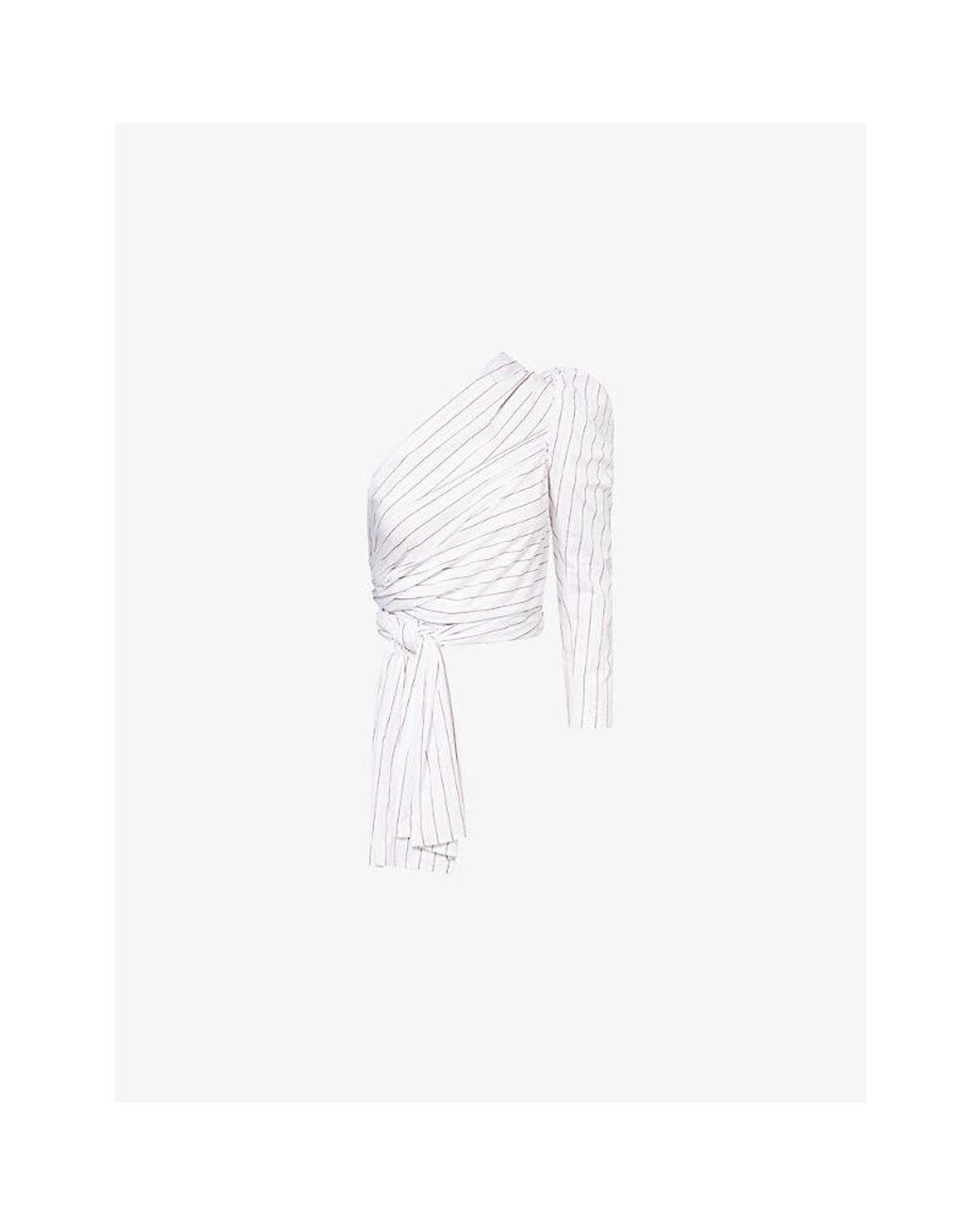 Reem Alkanhal White Tarfah Wrap-Around Cotton Top