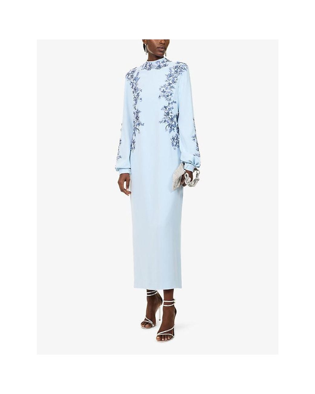 Costarellos Blue Maristelle Sequin-Embellished Maxi Dress
