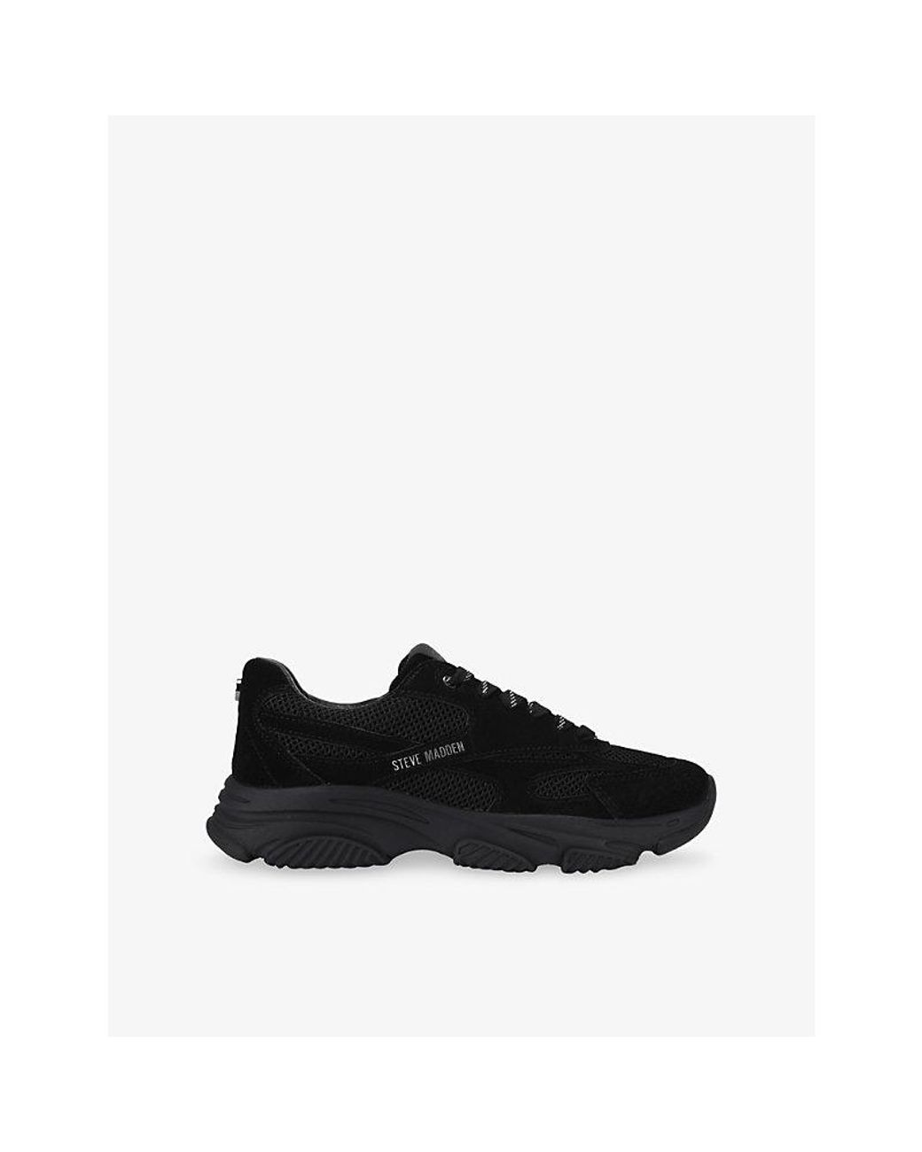 Steve Madden Black Front Row Suede Trainers